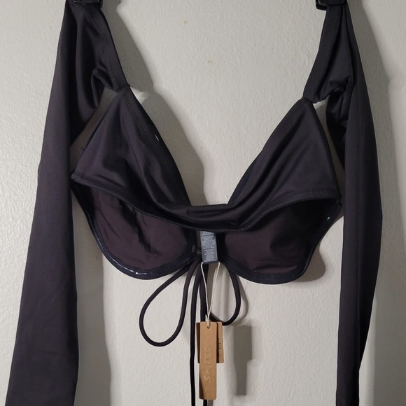 NWT Skims Signature Swim Long Sleeve Bikini Top in Onyx Women’s Sz M - Picture 6 of 11
